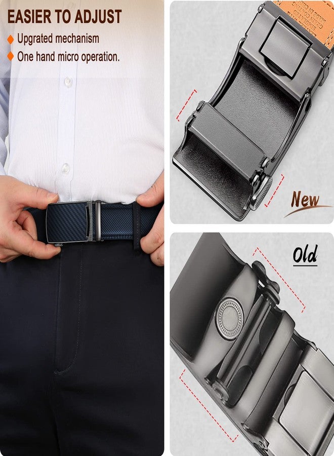 KEMISANT Belt Men, Sliding Ratchet Belt Genuine Leather For Gift Mens Dress Pants Oxfords,Size Adjustable(Purplish Blue,34"-40" Waist Adjustable) - Image 5